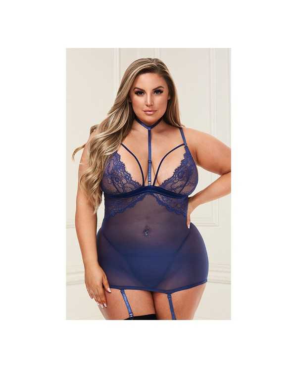 BACI MINIVESTIDO CON TANGA AZUL MARINO