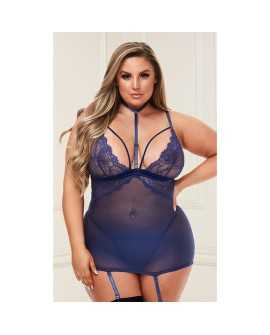 BACI MINIVESTIDO CON TANGA - AZUL MARINO