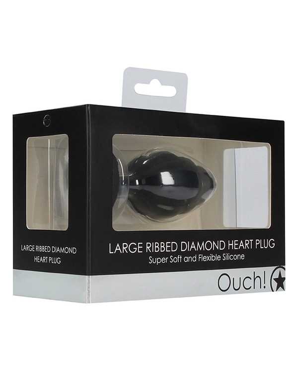 LARGO RIBBED DIAMOND HEART PLUG NEGRO