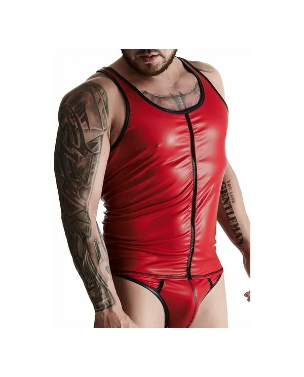 WETLOOK MENS CAMISETA SIN MANGAS ROJO