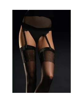 HYPNOSE STOCKINGS MEDIAS ESTAMPADO DE LUREX DORADO 20 DEN - NEGRO