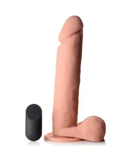 PENE CON TESTICULOS 25 CM SILICONA CONTROL REMOTO VIBRANTE - FLES