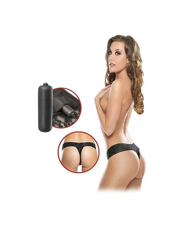 FETISH FANTASY TANGA DE ENCAJE NEGRO CON VIBRADOR