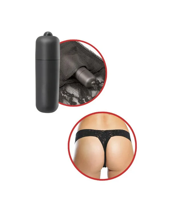 FETISH FANTASY TANGA DE ENCAJE NEGRO CON VIBRADOR