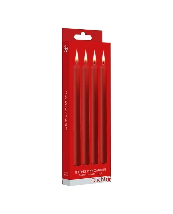 TEASING WAX VELAS LARGAS PARAFINA 4 PACK ROJO