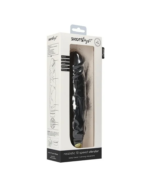 VIBRADOR REALISTA 10 VELOCIDADES 24X5CM NEGRO