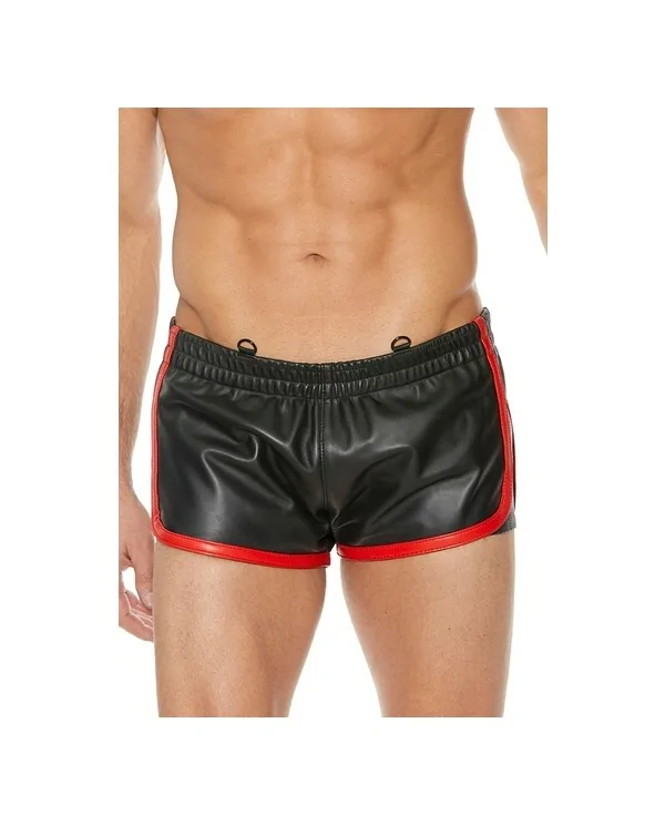 SHORTS CUERO VERSaTIL NEGRO ROJO