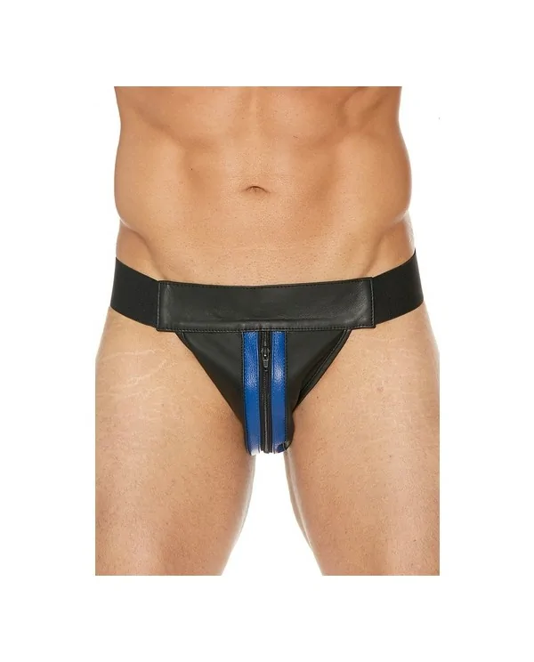 TANGA LISO CON CREMALLERA JOCK NEGRO AZUL