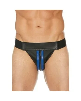 TANGA LISO CON CREMALLERA JOCK - NEGRO/AZUL