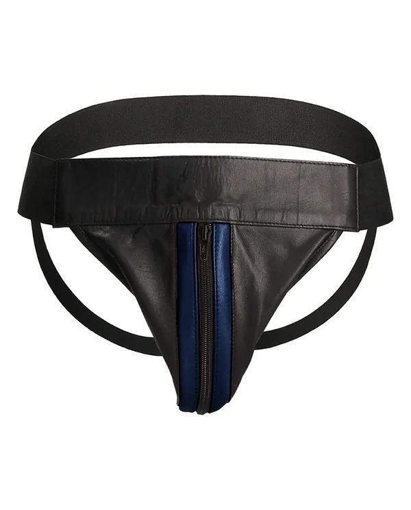 TANGA LISO CON CREMALLERA JOCK NEGRO AZUL