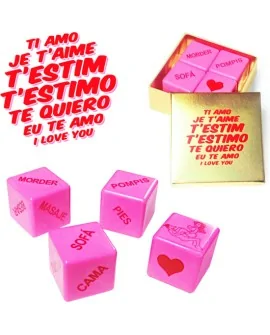 CAJA TE QUIERO IDIOMAS 4 DADOS ROSA