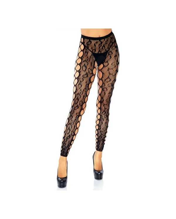 LEG AVENUE MEDIAS SIN PIES DE ENCAJE LEOPARDO