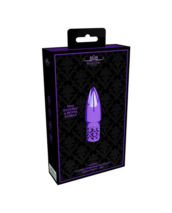 GLITTER RECHARGEABLE ABS BULLET MORADO