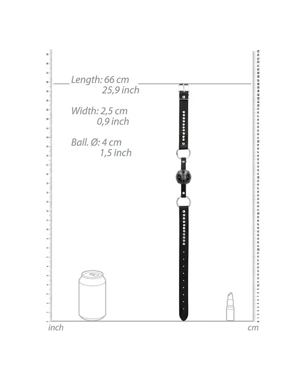MORDAZA DE BOLA TRANSPIRABLE CON CORREAS DE DIAMANTES NEGRO