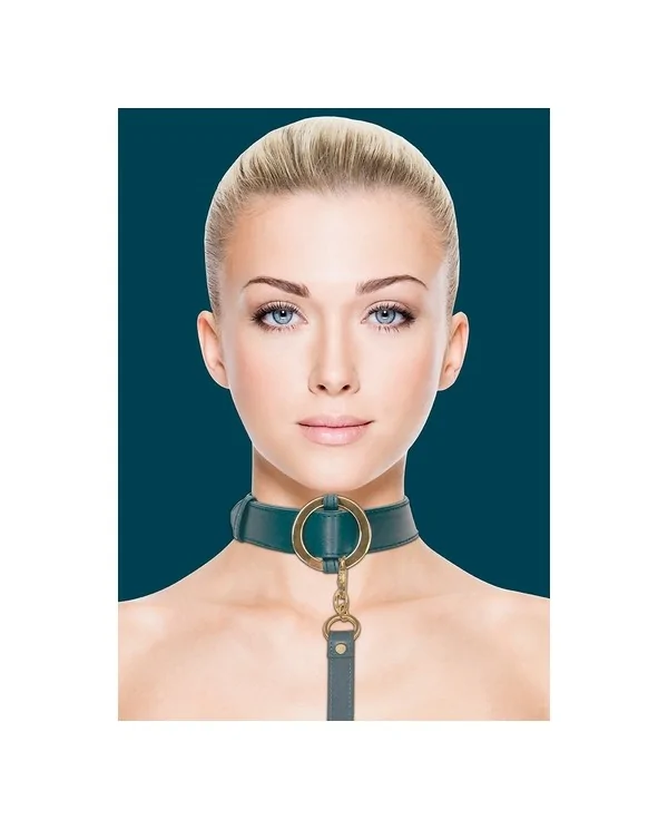 OUCH HALO COLLAR WITH LEASH VERDE