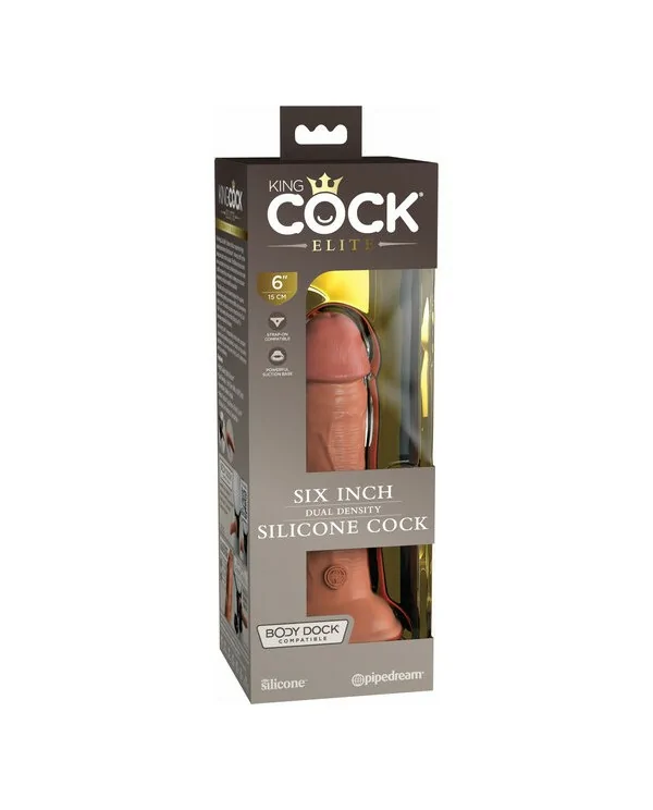 6 INCH 2 DENSITY SILICONE COCK CARAMELO