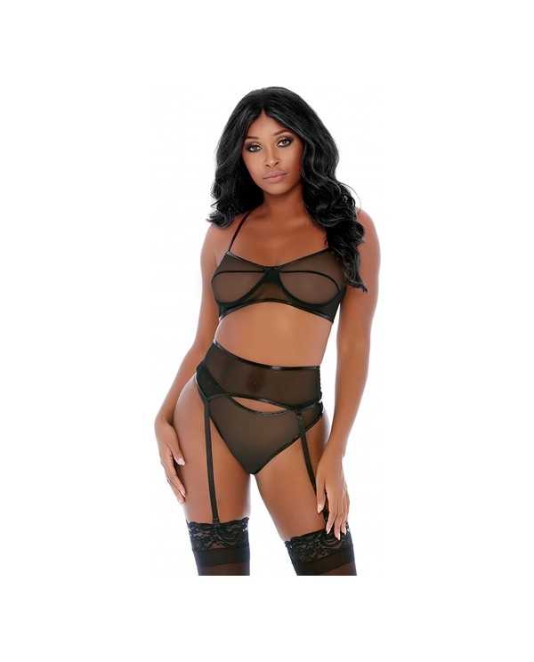 COMPARE AND CONTRAST LINGERIE SET NEGRO