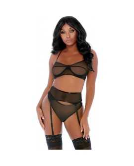 COMPARE AND CONTRAST LINGERIE SET NEGRO