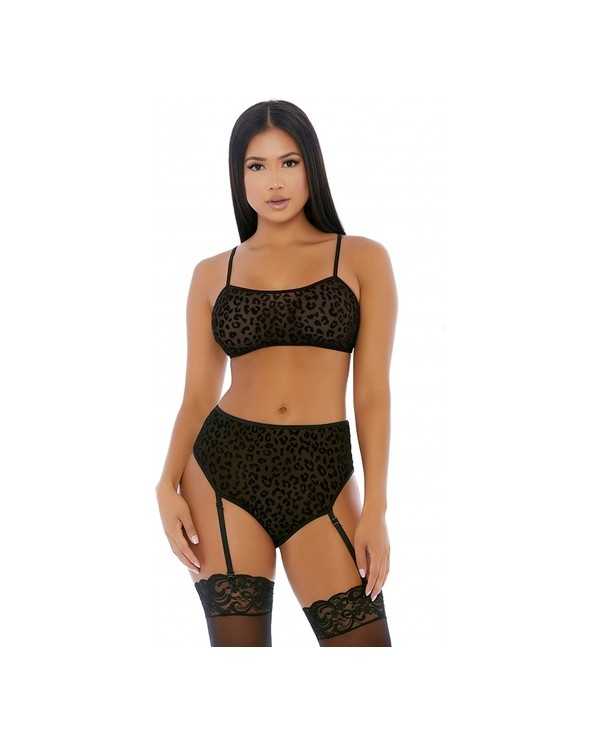 LUSTFUL LEOPARD CAMI LINGERIE SET NEGRO