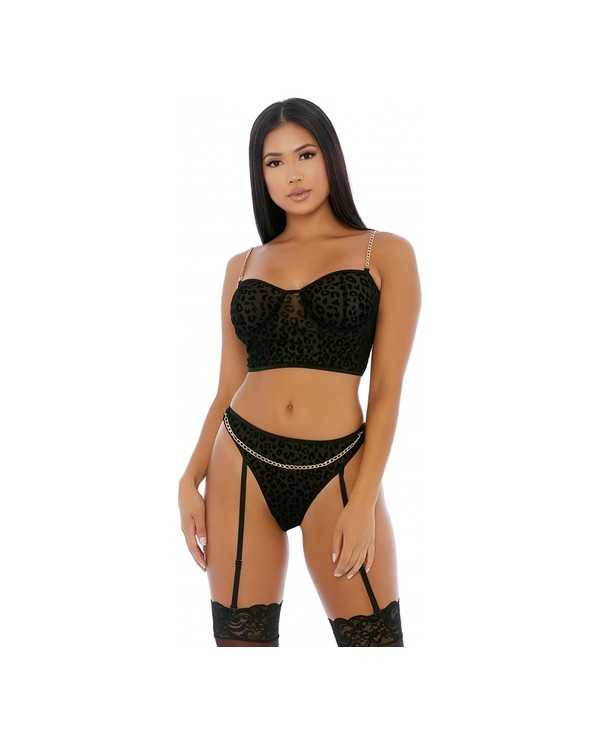 CHAIN ME UP BUSTIER SET NEGRO