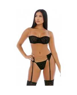 CHAIN AND SIMPLE LINGERIE CONJUNTO NEGRO