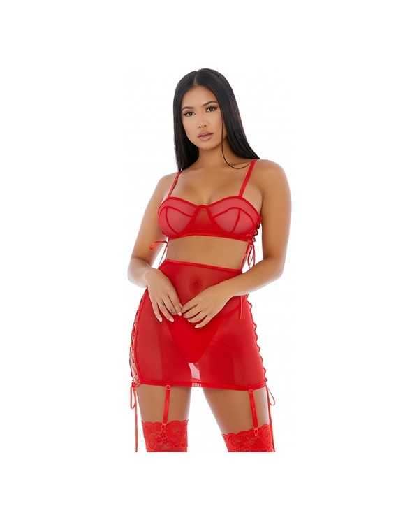 PUT O RING ON IT LINGERIE SKIRT ROJO