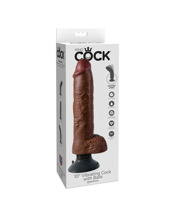 KING COCK PENE REALiSTICO VIBRADOR 255 CM MARRoN