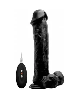 REALROCK PENE VIBRADOR CON ESCROTO 29,5 CM - NEGRO