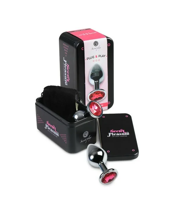 PLUG ANAL METAL MEDIANO FUCSIA CON BOLSA