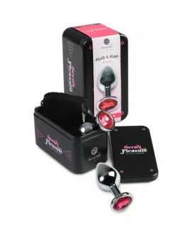 PLUG ANAL METAL MEDIANO FUCSIA CON BOLSA