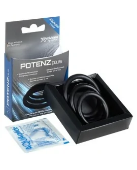 POTENZPLUS KIT DE 3 ANILLOS PARA EL PENE (S, M, L) - NEGRO