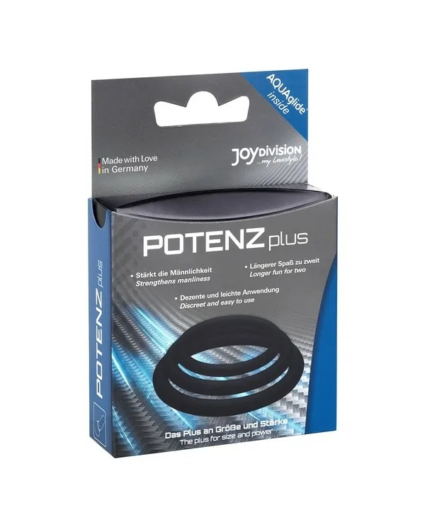 POTENZPLUS KIT DE 3 ANILLOS PARA EL PENE S M L NEGRO