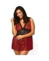 LEG AVENUE CONJUNTO PICARDiAS BURDEOS BABYDOLL CON TANGA