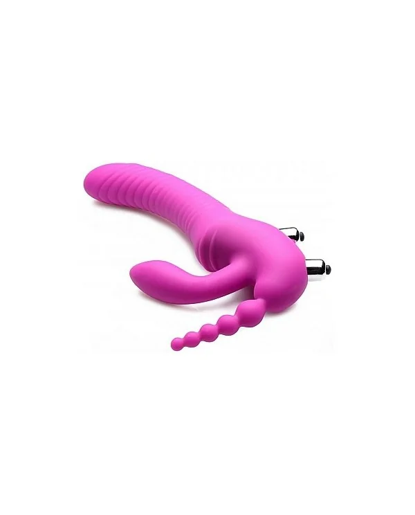 REGAL RIDER TRIPLE G ARNeS CON DILDO VIBRADOR DE SILICONA MORADO