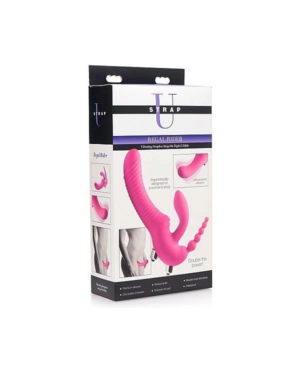 REGAL RIDER TRIPLE G ARNeS CON DILDO VIBRADOR DE SILICONA MORADO