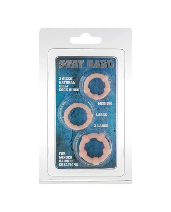 STAY HARD JUEGO TRES ANILLOS PENE COLOR CARNE