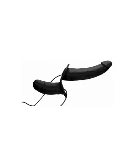 SUPREME PLEASURE ARNÉS CON DOBLE DILDO VIBRADOR - NEGRO