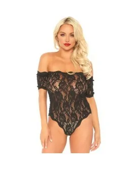 BODY TEDDY DE ENCAJE FLORAL - NEGRO