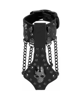 OUCH! SKULLS AND BONES BRAZALETE CON CALAVERAS Y CADENAS - NEGRO