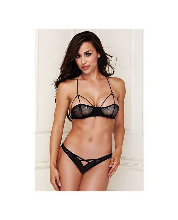 BRALETTE SET WITH CRISS CROSS PANTY CONJUNTO ENCAJE