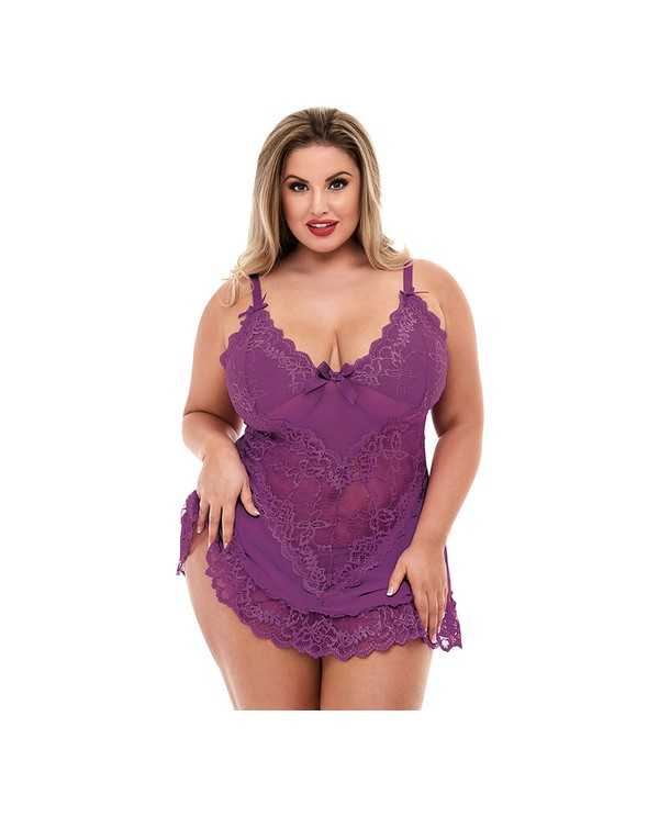 MINI LACE CHEMISE PICARDIAS MORADO