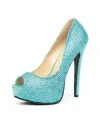 LEG AVENUE GLAMOUR PEEP TOE PUMP TURQUESA SATINADO CON STRASS