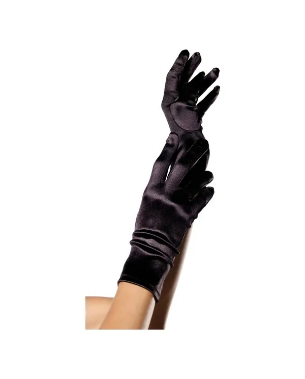 LEG AVENUE GUANTES SATEN NEGRO