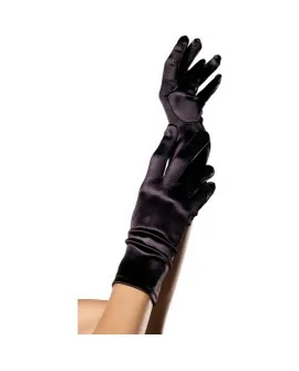 LEG AVENUE GUANTES SATEN NEGRO