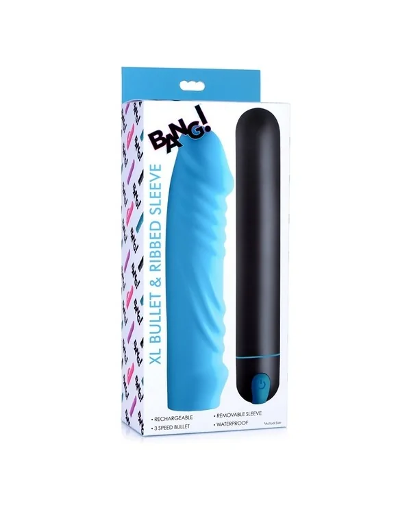 BALA XL CON FUNDA DE SILICONA FORMA PENE AZUL