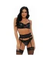 MORE THAN LACE CONJUNTO LENCERiA DE PIEL NEGRO