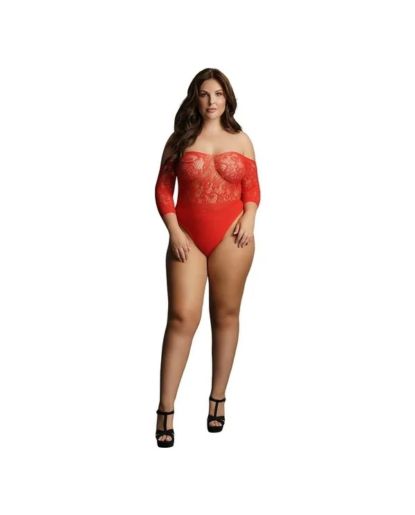 LE DESIR CROTCHLESS RHINESTONE TEDDY ROJO