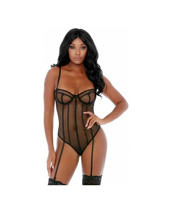 CAGED IN LOVE CONJUNTO BODY CON LIGUEROS NEGRO