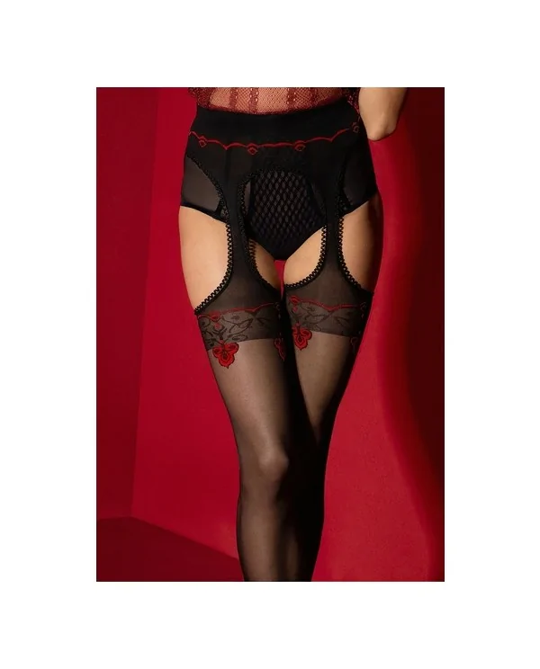 AMOUR ROUGE SUSPENDER PANTYHOSE 20 DEN BLACK