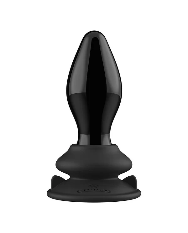 STRETCHY GLASS VIBRATOR WITH SUCTION CUP AND REMOTE RECHARGEABLE 10 VELOCIDADES NEGRO